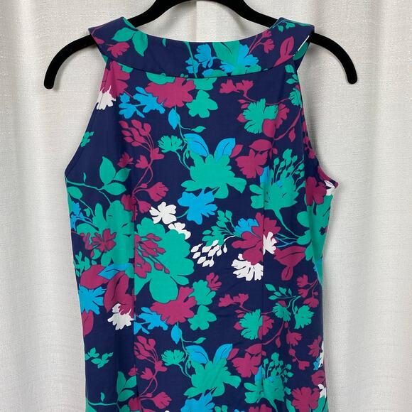 Katherine Way Blue&Green Floral Sleeveless Shift Dress Sz.M - Picture 6 of 10